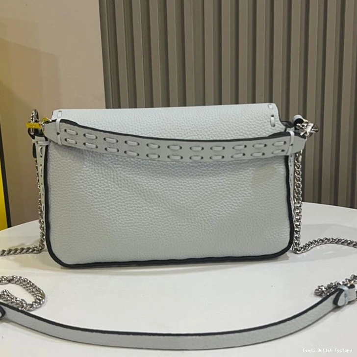Affordable HOT Blue In Cuoio Bag Baguette Romano Leather Sky Selleria Fendi Mini 0820
